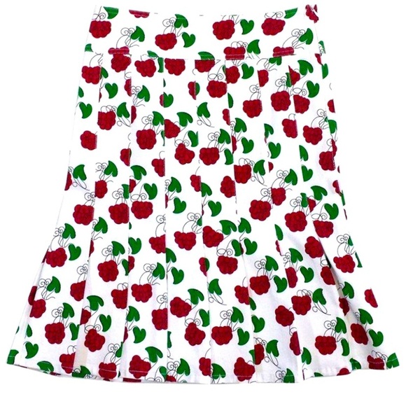 Moschino White Red & Green Fruit berry Print Cotton
Skirt RARE VINTAGE designer - Picture 1 of 3